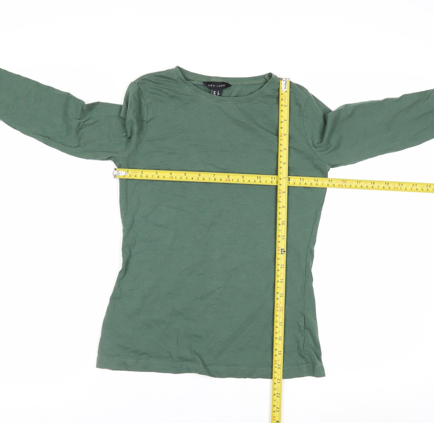 New Look Women’s Green Long Sleeve Basic Cotton T-Shirt Size 6
