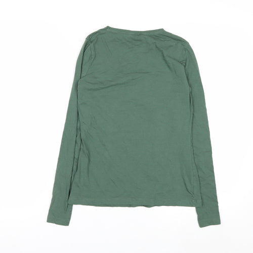 New Look Women’s Green Long Sleeve Basic Cotton T-Shirt Size 6