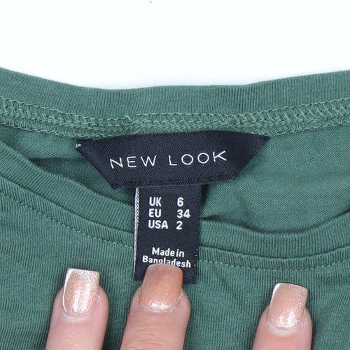 New Look Women’s Green Long Sleeve Basic Cotton T-Shirt Size 6