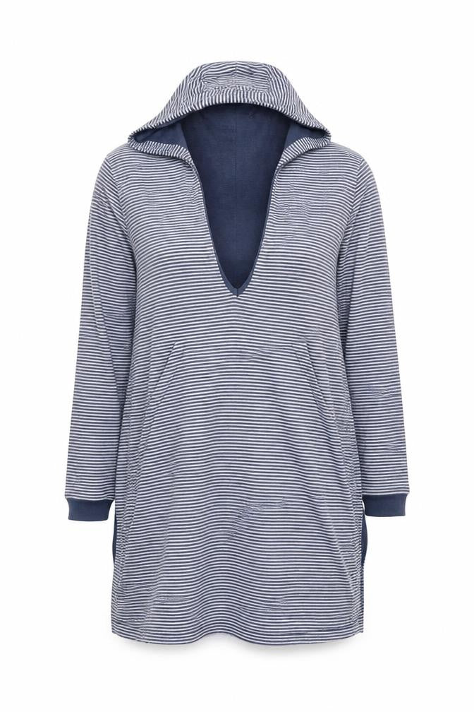 Jack Wills Women Navy Striped Cotton Tunic Hoodie Size 8