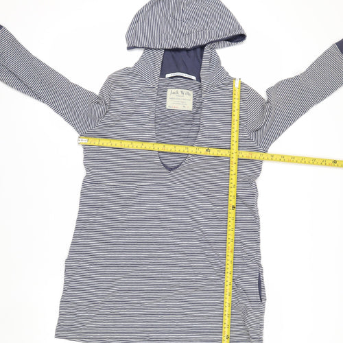Jack Wills Women Navy Striped Cotton Tunic Hoodie Size 8