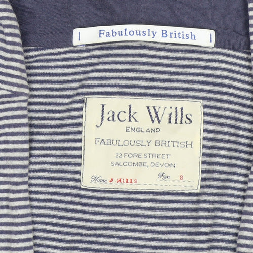 Jack Wills Women Navy Striped Cotton Tunic Hoodie Size 8
