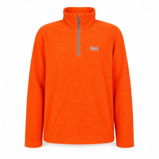 Front view of Helly Hansen Men's Orange Fleece 1/2 Zip Pullover Sweatshirt S