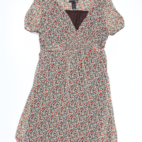 H&M Women's Multicoloured Floral A-Line Dress Size 8