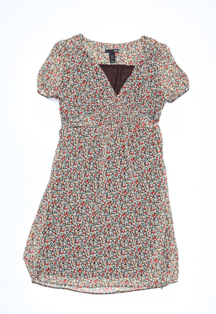 H&M Women's Multicoloured Floral A-Line Dress Size 8