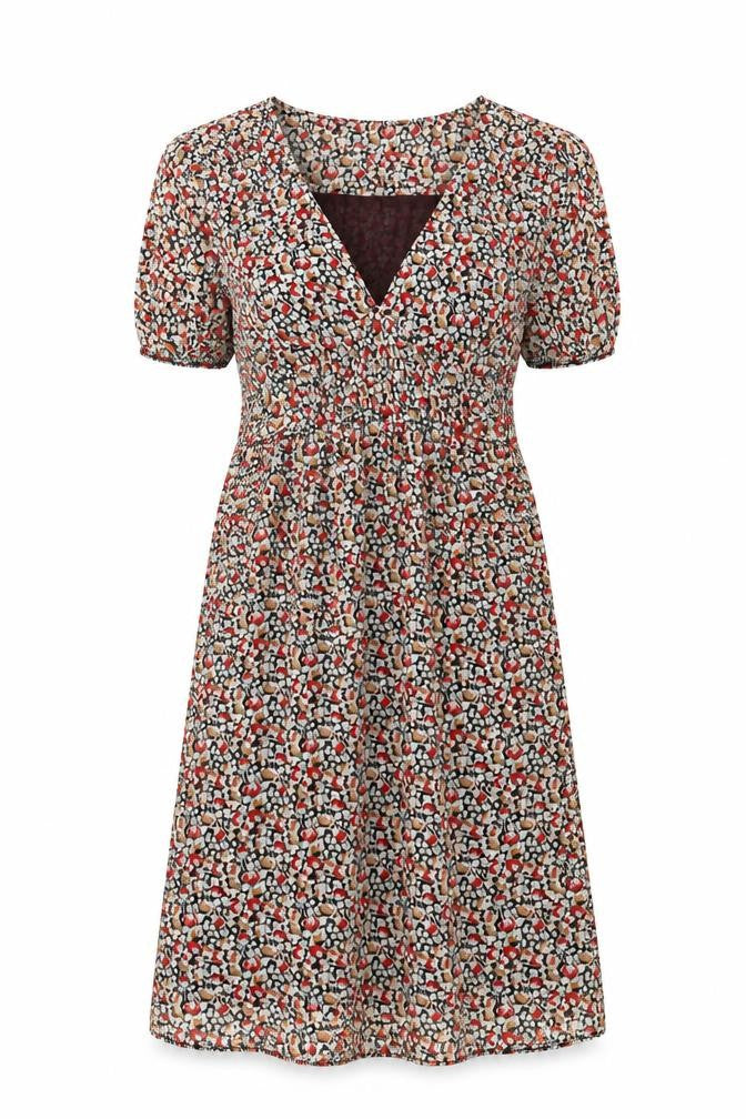 Front view of H&M Women's Multicoloured Floral A-Line Dress, size 8
