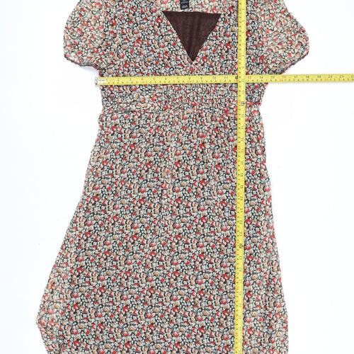 H&M Women's Multicoloured Floral A-Line Dress Size 8