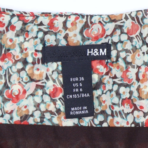 H&M Women's Multicoloured Floral A-Line Dress Size 8
