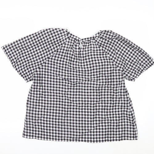 Marks and Spencer Women's Black Check Blouse Size 6 Short Sleeve