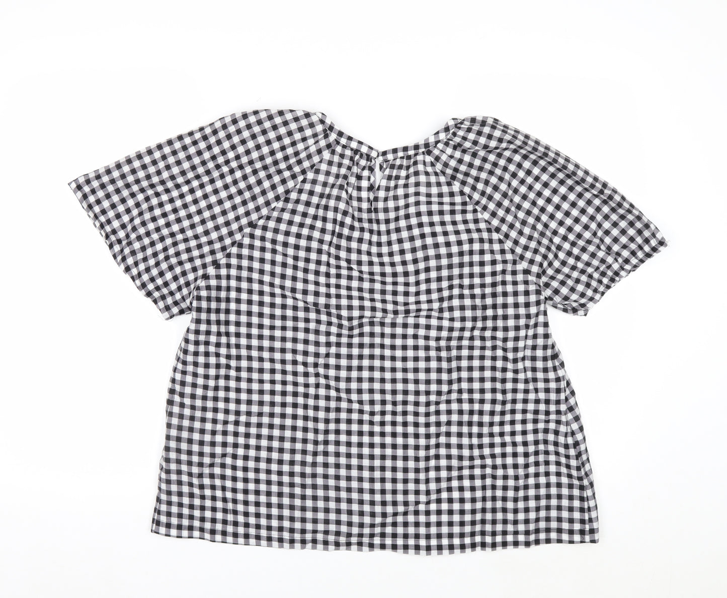 Marks and Spencer Women's Black Check Blouse Size 6 Short Sleeve