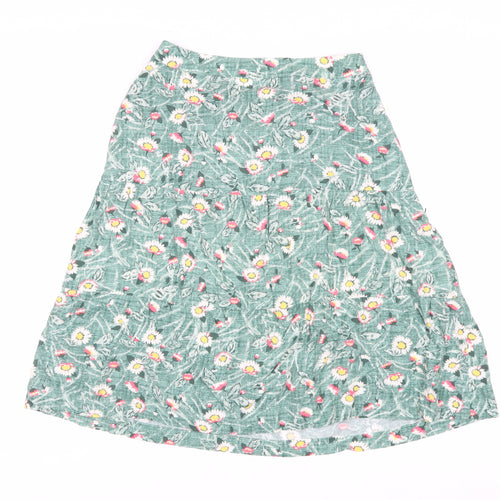Cath Kidston Women's Green Floral A-Line Midi Skirt Size 6