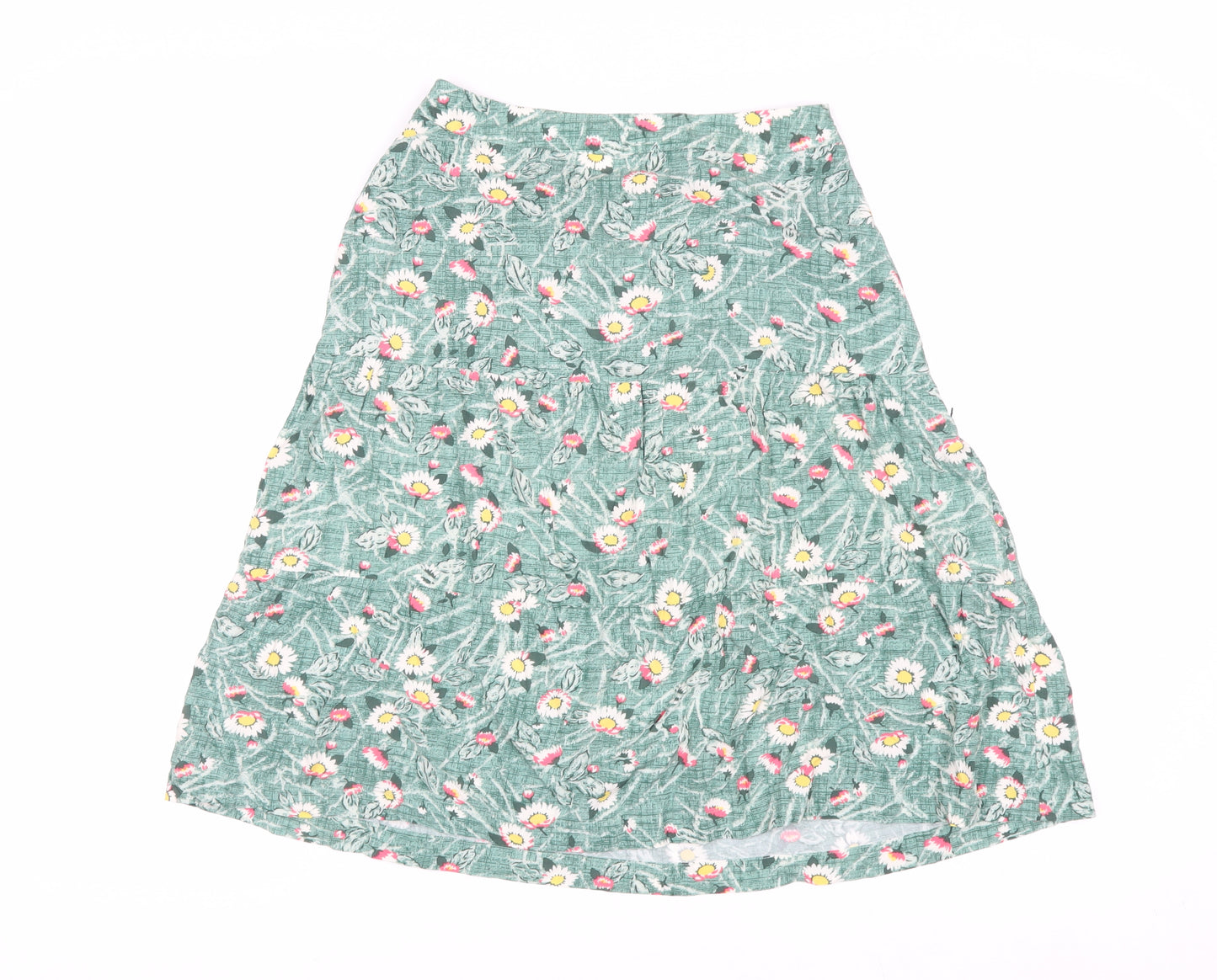 Cath Kidston Women's Green Floral A-Line Midi Skirt Size 6