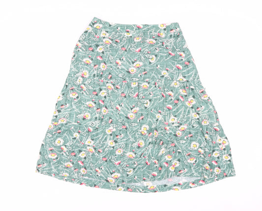 Cath Kidston Women's Green Floral A-Line Midi Skirt Size 6