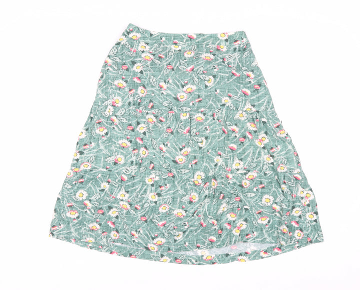 Cath Kidston Women's Green Floral A-Line Midi Skirt Size 6