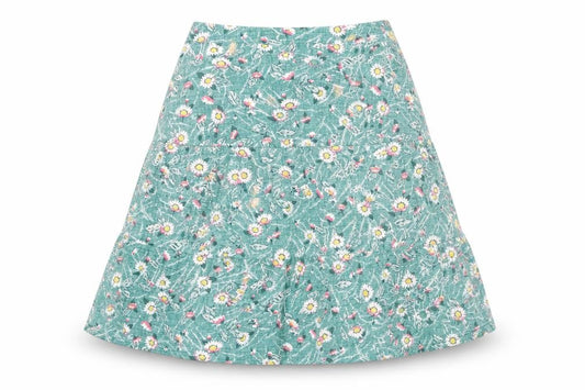 Front view of Cath Kidston Women's Green Floral A-Line Midi Skirt, size 6