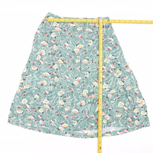 Cath Kidston Women's Green Floral A-Line Midi Skirt Size 6
