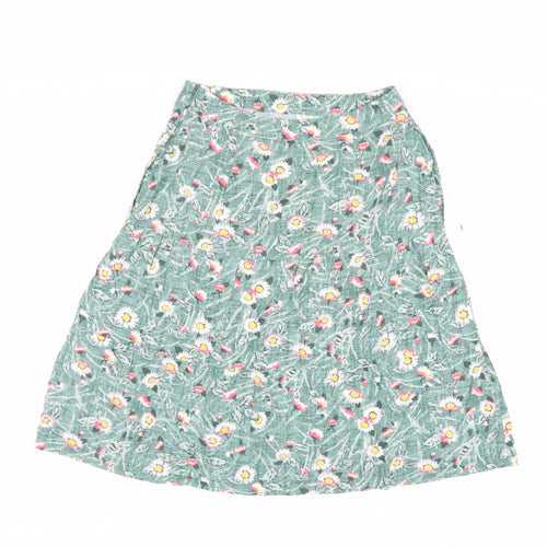 Cath Kidston Women's Green Floral A-Line Midi Skirt Size 6
