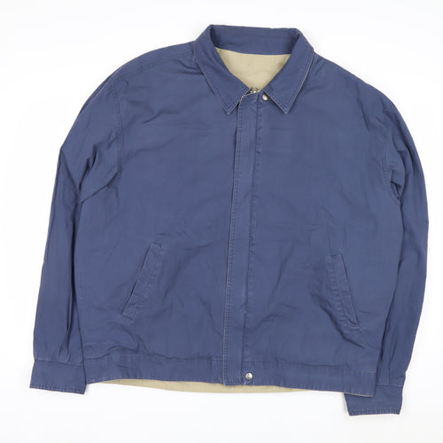 European Project Men's Blue XL Cotton Blend Zip Casual Jacket