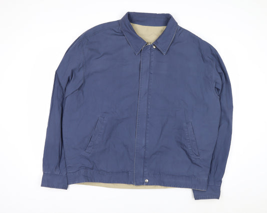European Project Men's Blue XL Cotton Blend Zip Casual Jacket