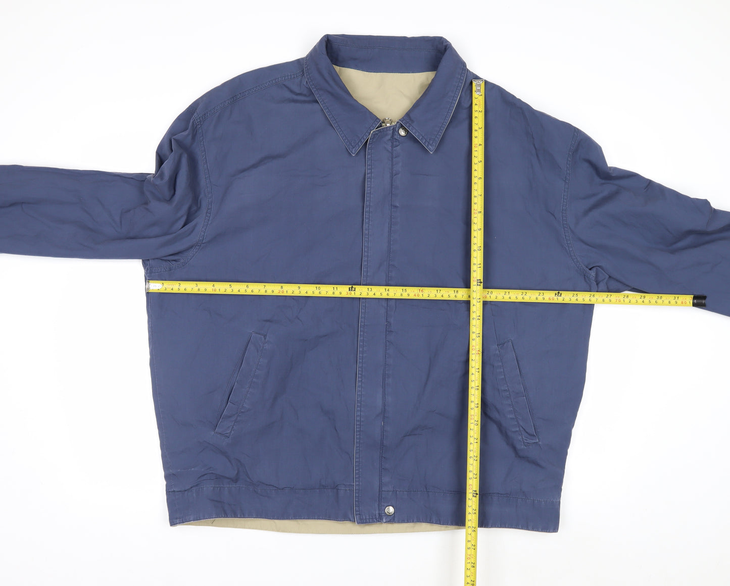 European Project Men's Blue XL Cotton Blend Zip Casual Jacket