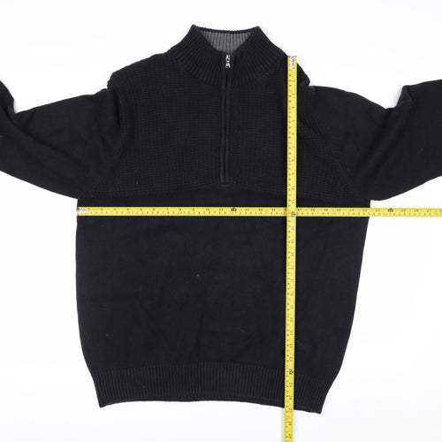 IZOD Men’s Black Cotton 1/4 Zip High Neck Jumper Size L