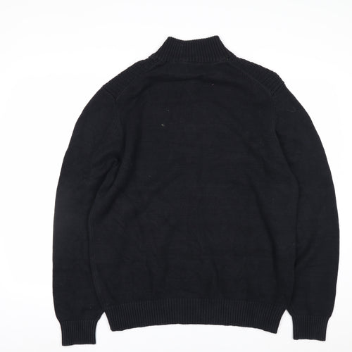 IZOD Men’s Black Cotton 1/4 Zip High Neck Jumper Size L