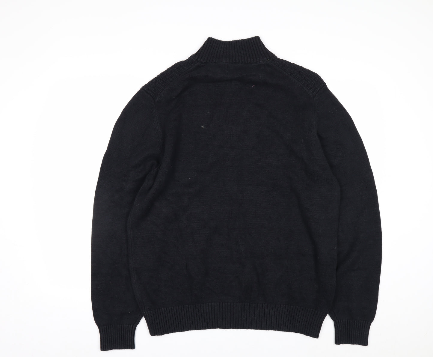 IZOD Men’s Black Cotton 1/4 Zip High Neck Jumper Size L