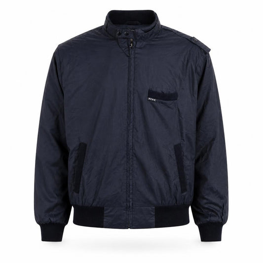 Front view of Rene de France Men's Black XL Bomber Jacket Classic Style