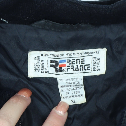 Rene de France Men's Black XL Bomber Jacket Classic Style