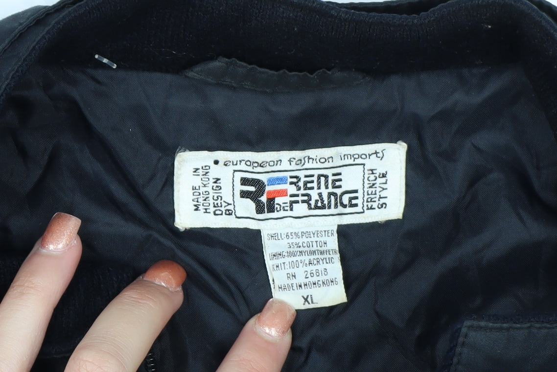 Rene de France Men's Black XL Bomber Jacket Classic Style