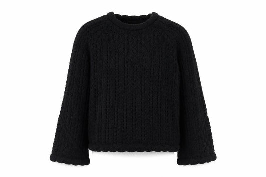 Front view of Marks & Spencer Per Una Women’s Black Chunky Knit Jumper, size S