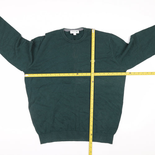 Lacoste Men's Green Cotton Crew Neck Pullover Jumper Size L