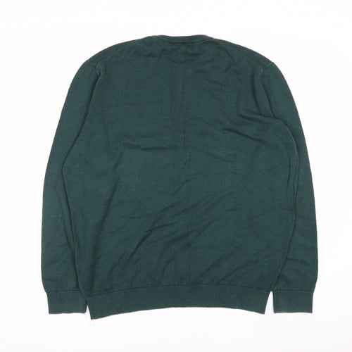 Lacoste Men's Green Cotton Crew Neck Pullover Jumper Size L