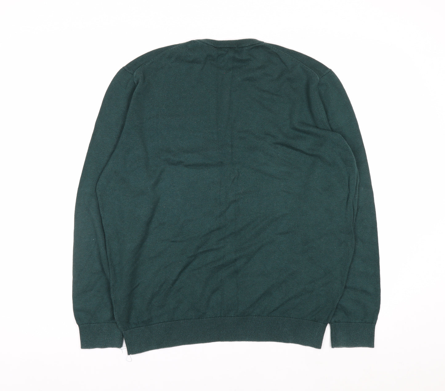 Lacoste Men's Green Cotton Crew Neck Pullover Jumper Size L