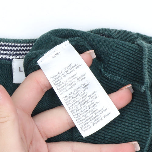 Lacoste Men's Green Cotton Crew Neck Pullover Jumper Size L
