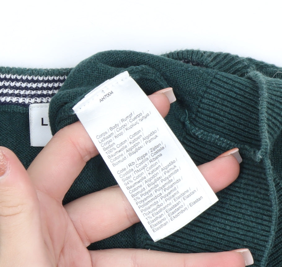 Lacoste Men's Green Cotton Crew Neck Pullover Jumper Size L