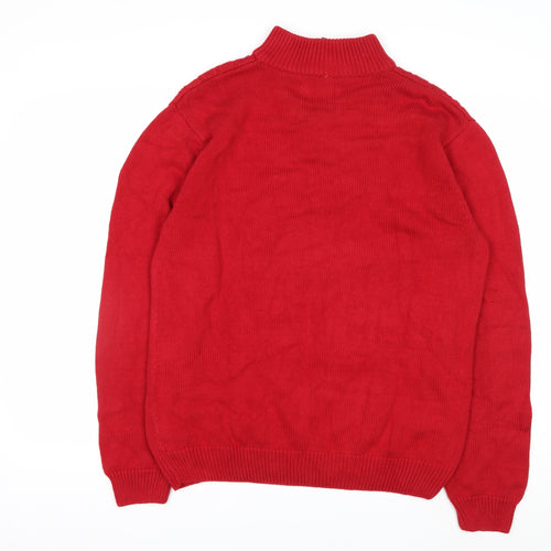Chaps Men’s Red Cotton Cable-Knit Half Zip Jumper M