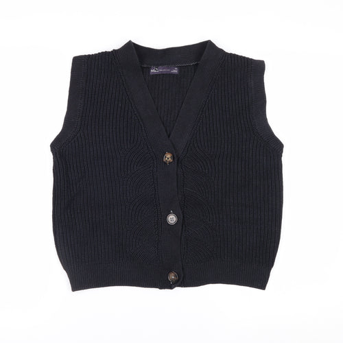 Marks and Spencer Women's Black XS V-Neck Button Knit Vest