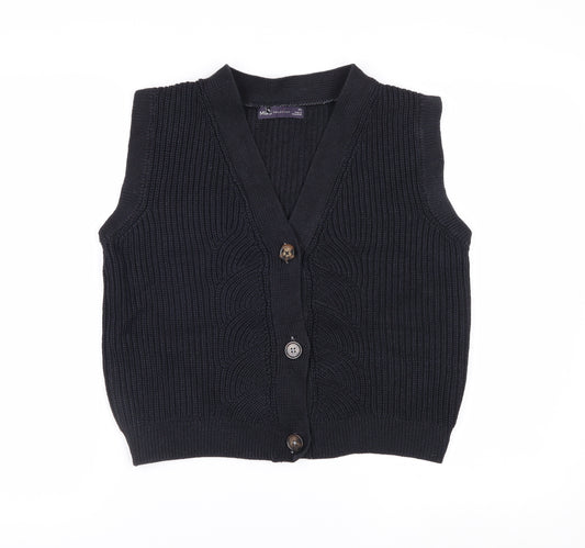 Marks and Spencer Women's Black XS V-Neck Button Knit Vest
