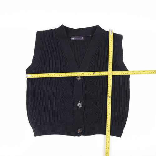 Marks and Spencer Women's Black XS V-Neck Button Knit Vest
