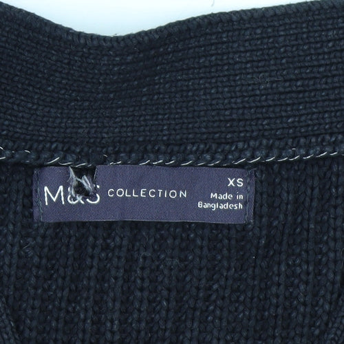 Marks and Spencer Women's Black XS V-Neck Button Knit Vest