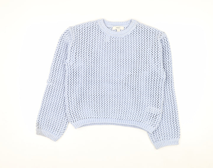 Marks and Spencer Women’s Blue Open-Knit Pullover Jumper XS