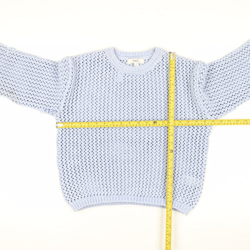 Marks and Spencer Women’s Blue Open-Knit Pullover Jumper XS