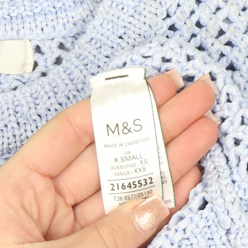 Marks and Spencer Women’s Blue Open-Knit Pullover Jumper XS