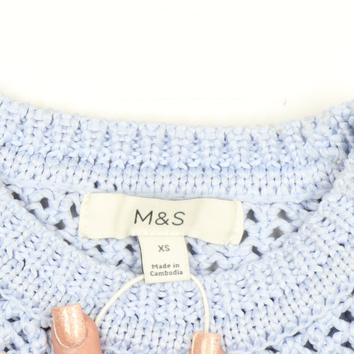Marks and Spencer Women’s Blue Open-Knit Pullover Jumper XS