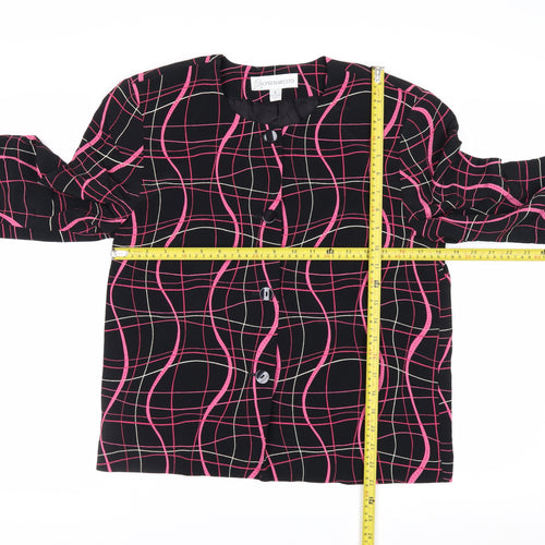 Lyse Hart Ltd Women Black Pink Geometric Pattern Suit Jacket Size 6