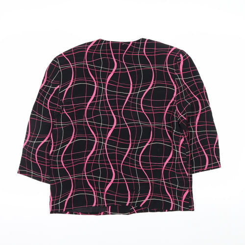 Lyse Hart Ltd Women Black Pink Geometric Pattern Suit Jacket Size 6