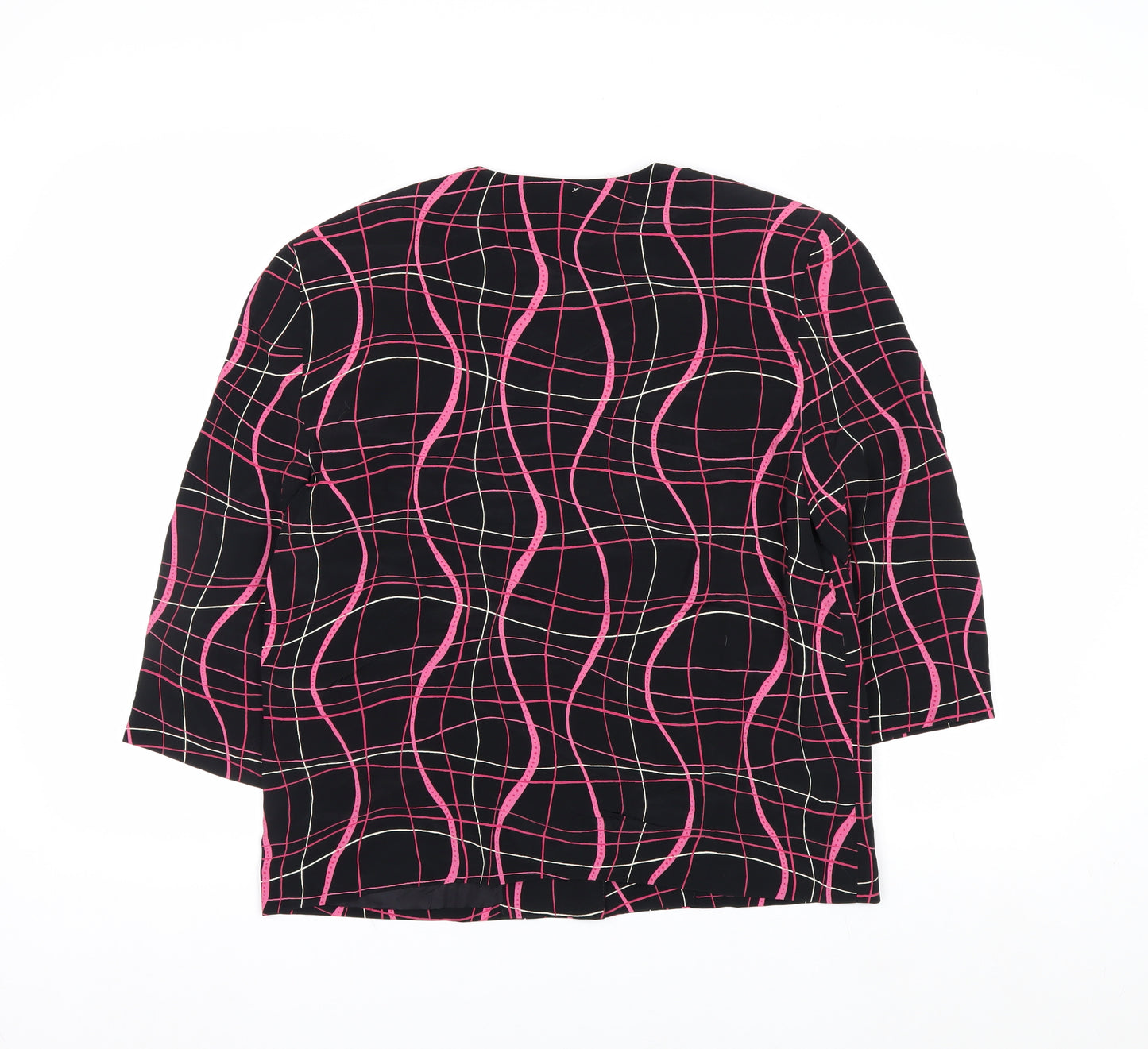Lyse Hart Ltd Women Black Pink Geometric Pattern Suit Jacket Size 6