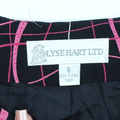 Lyse Hart Ltd Women Black Pink Geometric Pattern Suit Jacket Size 6