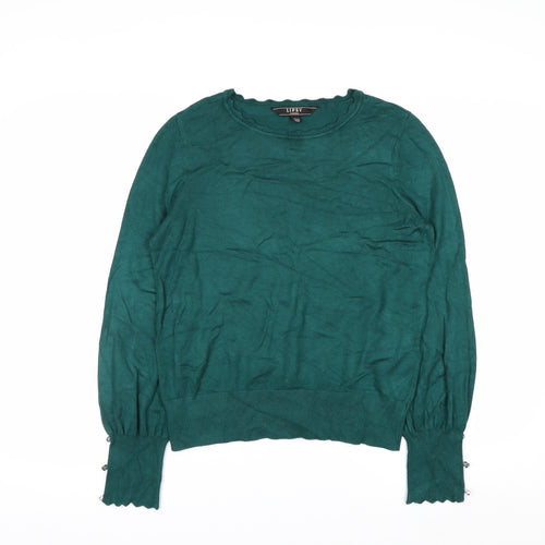 Lipsy Women’s Green Knit Crew Neck Pullover Jumper Size 12